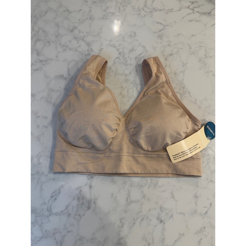 Truekind Everyday Throw-on Wireless Bralette Beige Large Nude Seamless Bra NEW‎